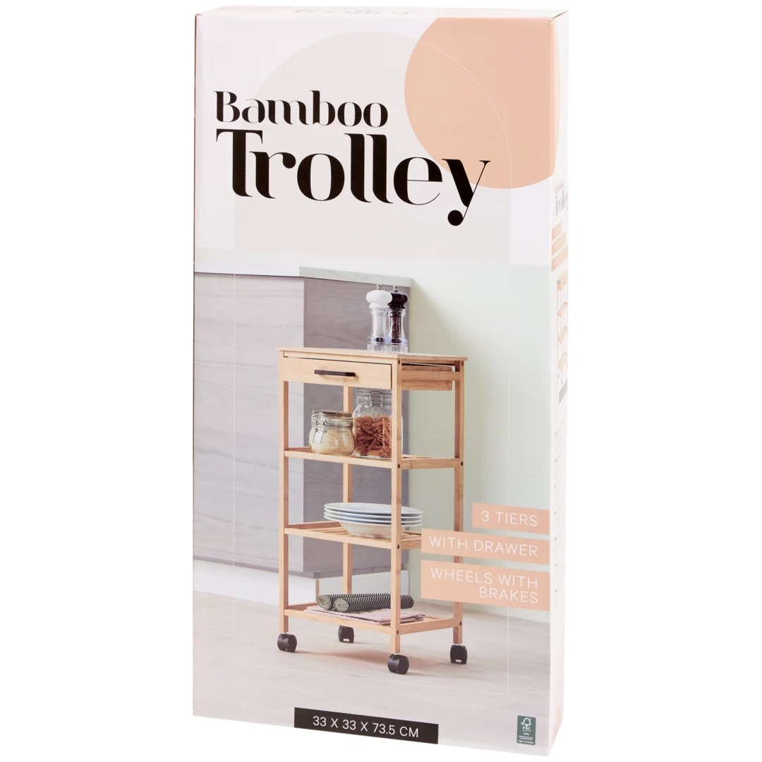 Bamboe trolley 3-laags | 33 x 33 x 73,5 cm
