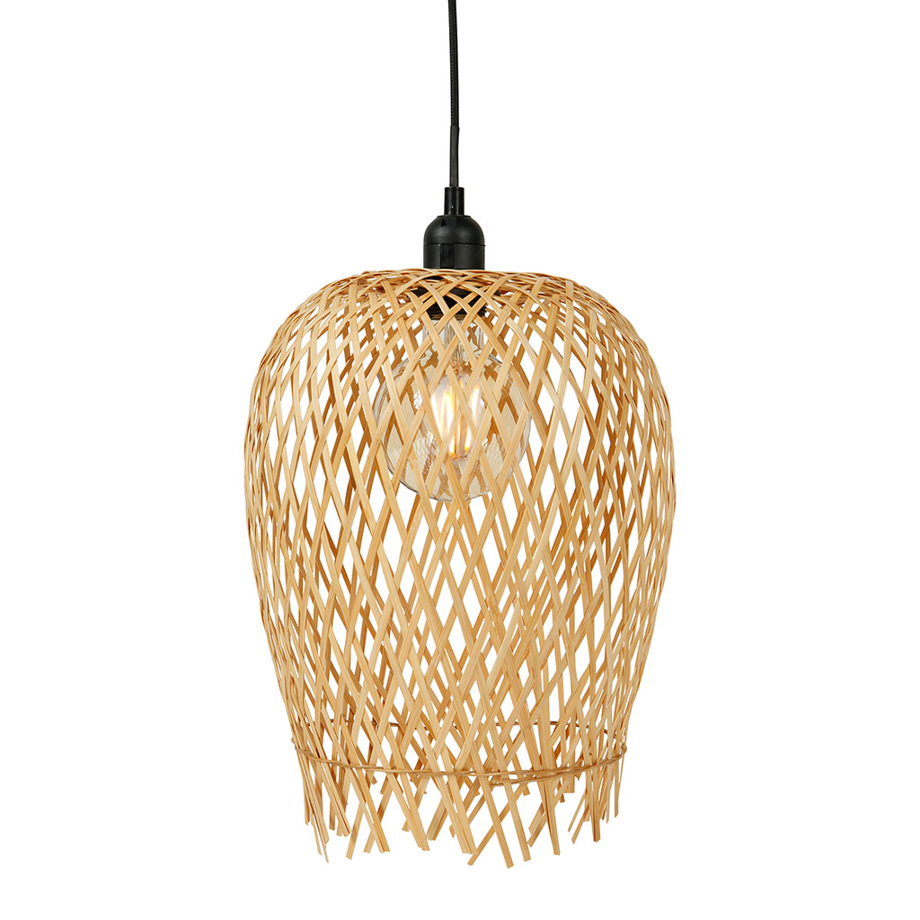 Suspension avec franges bambou naturel D24x39cm