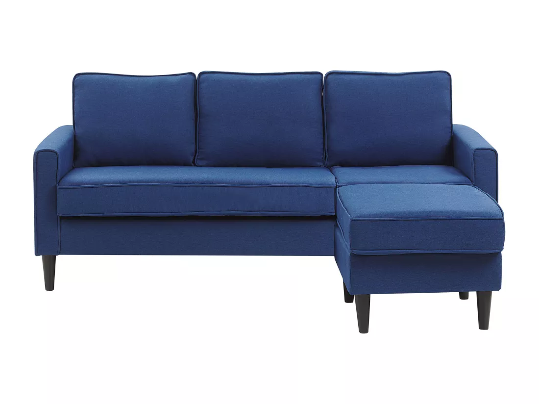 Canapé 3 places avec pouf en tissu bleu foncé AVESTA
