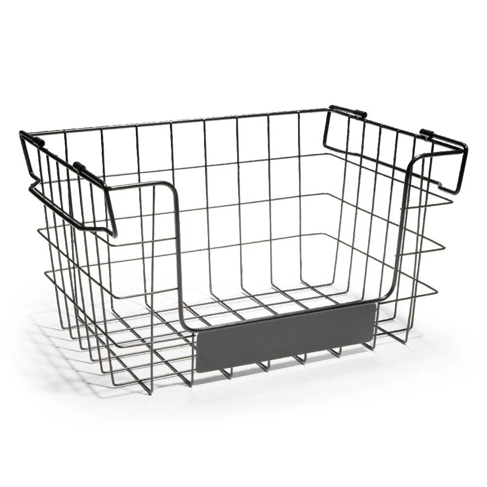 Panier superposable taille M métal noir 34,5x24x19cm