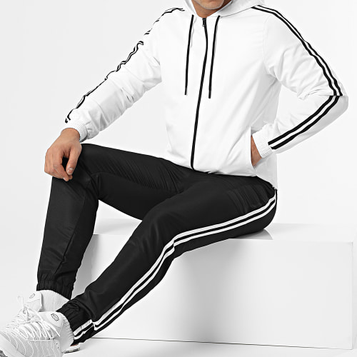Ensemble De Survêtement Avec Bandes 0042 Noir Blanc