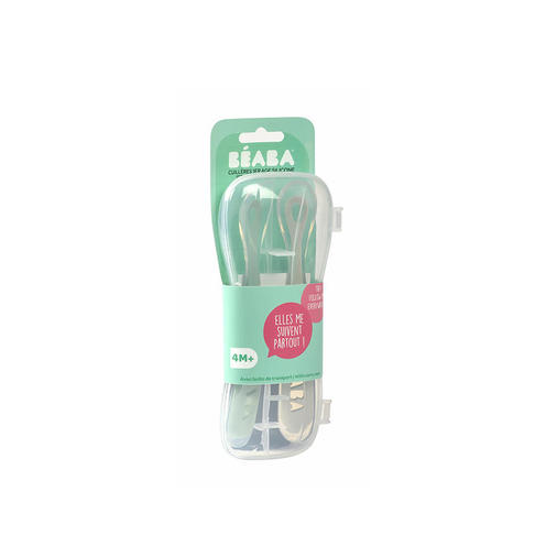 Lot de 2 cuillères 1er âge silicone Velvet Grey/Sage Green - BEABA
