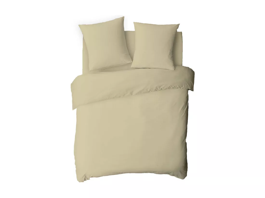 Drap housse uni en coton 57 fils beige 140x200cm