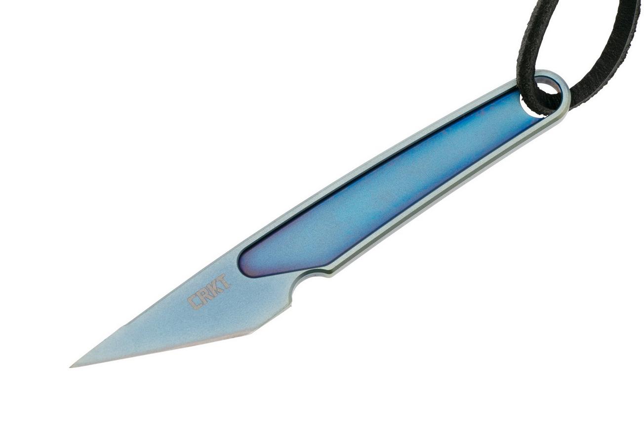 CRKT HangTi Kiridashi 7065 Blue Titanium Nitride Titanium, nekmes, Richard Rogers design