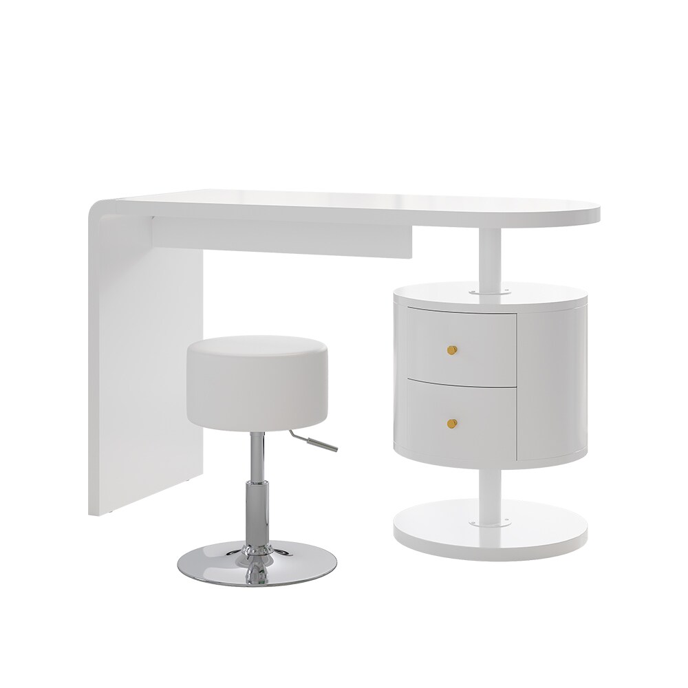 Vicco Schminktisch Lara Weiß Hochglanz 120 cm Hocker