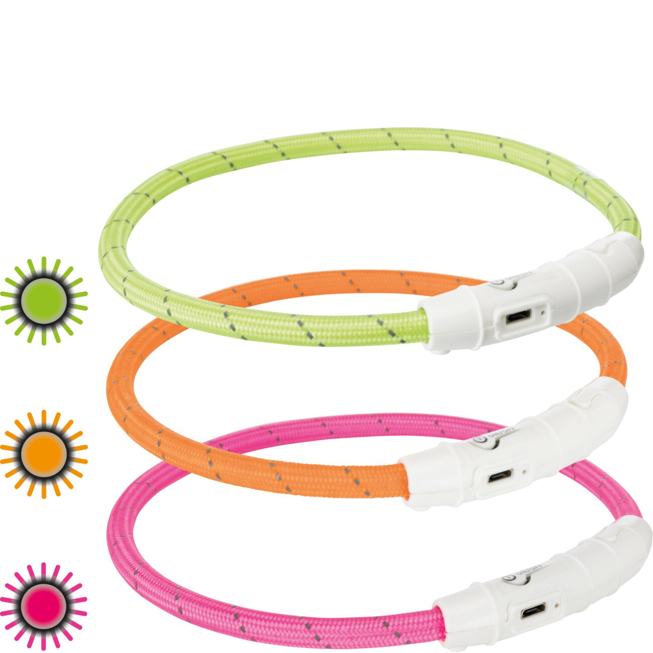 Trixie Flash Leuchtring USB, Nylon orange XS-S