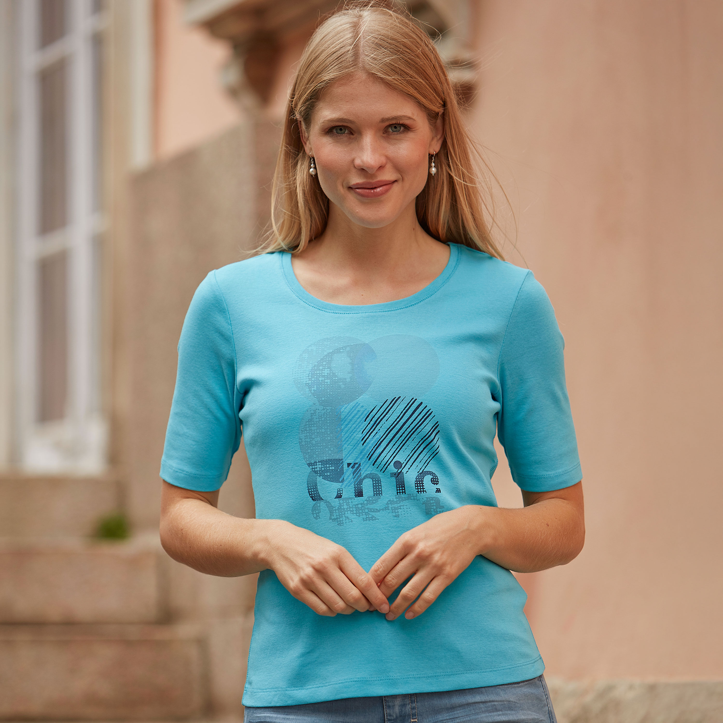 Damen T-Shirt mit Frontprint aus Baumwolle