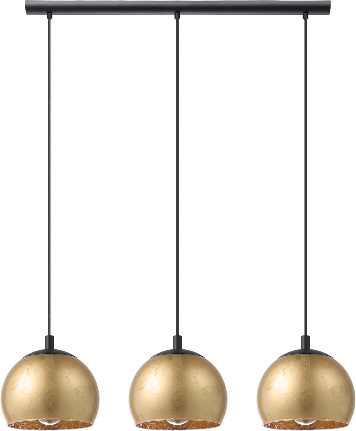 EGLO Hängelampe Alabraccin, 3-flammige Pendelleuchte Esstisch, Hängeleuchte aus Metall in schwarz und Glas in gold, Esszimmerlampe hängend, E27 Fassung, 78 cm