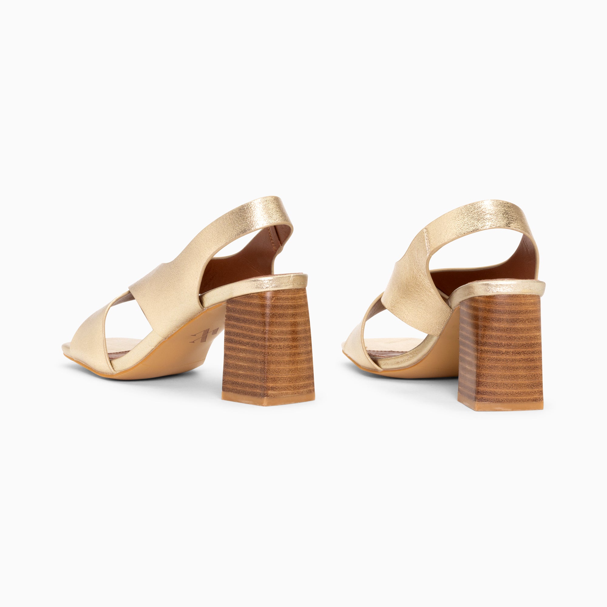 Sandales à talon, Compensées-Sandales Maxinne or à brides croisées et talon haut