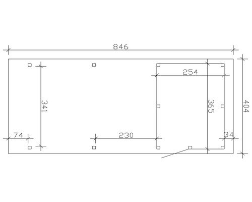 Enkele carport SKAN HOLZ Emsland incl. berging, paalankers 404 x 846 cm leisteen