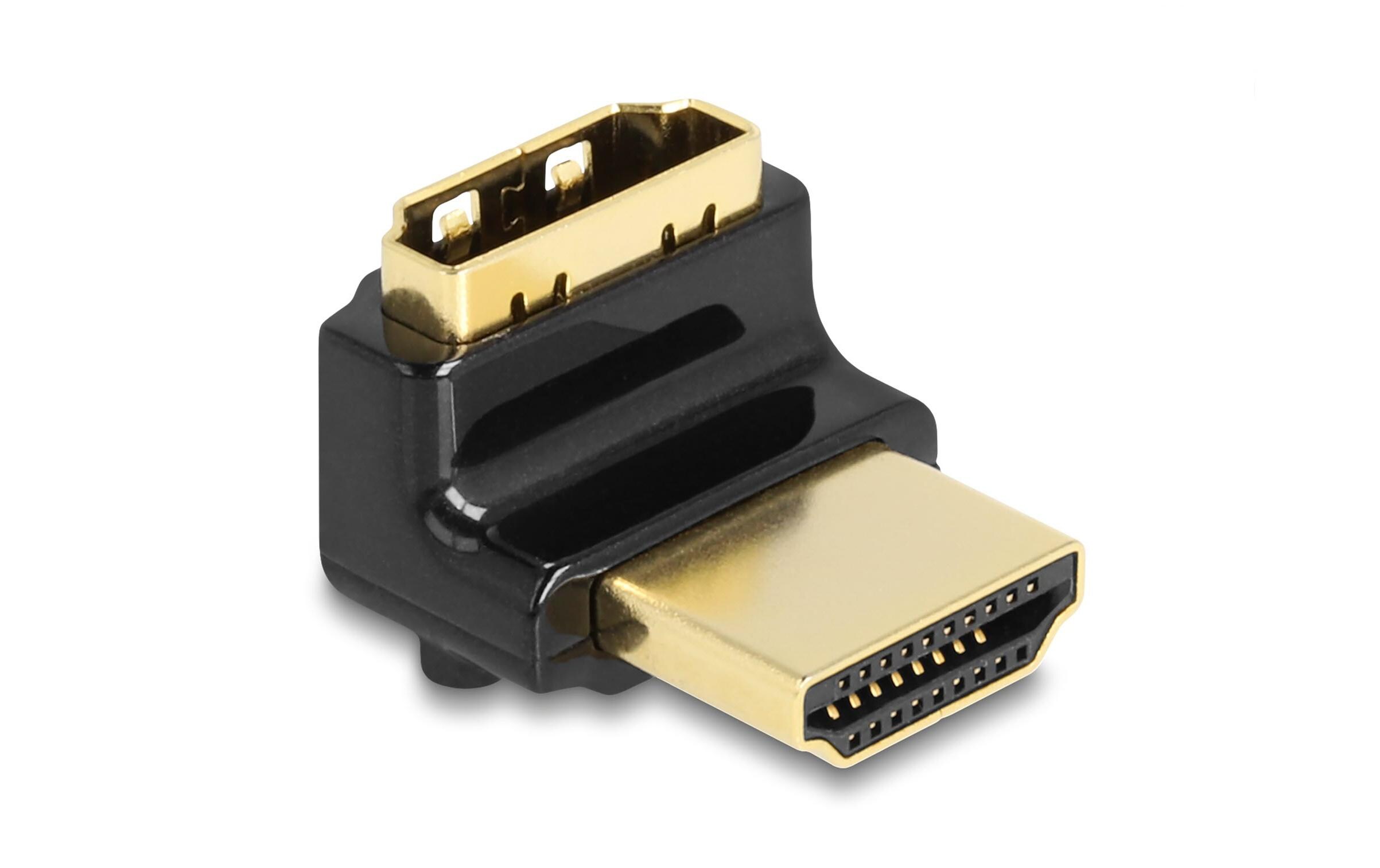 Adapter 90° oben gewinkelt, 8K 60 Hz HDMI - HDMIDelock HDMI Adapter Stecker zu Buchse 90° oben gewinkelt 8K 60 Hz Metall