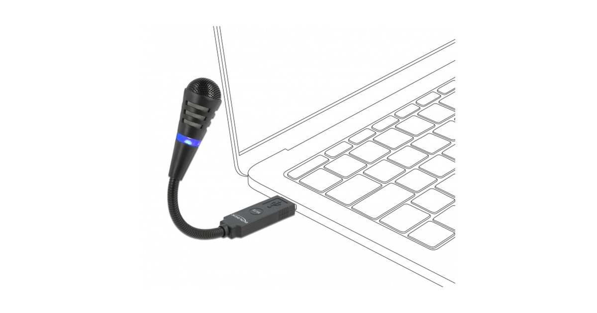 DeLOCKUSB zwanenhalsmicrofoon met mute knop  (Zwart)