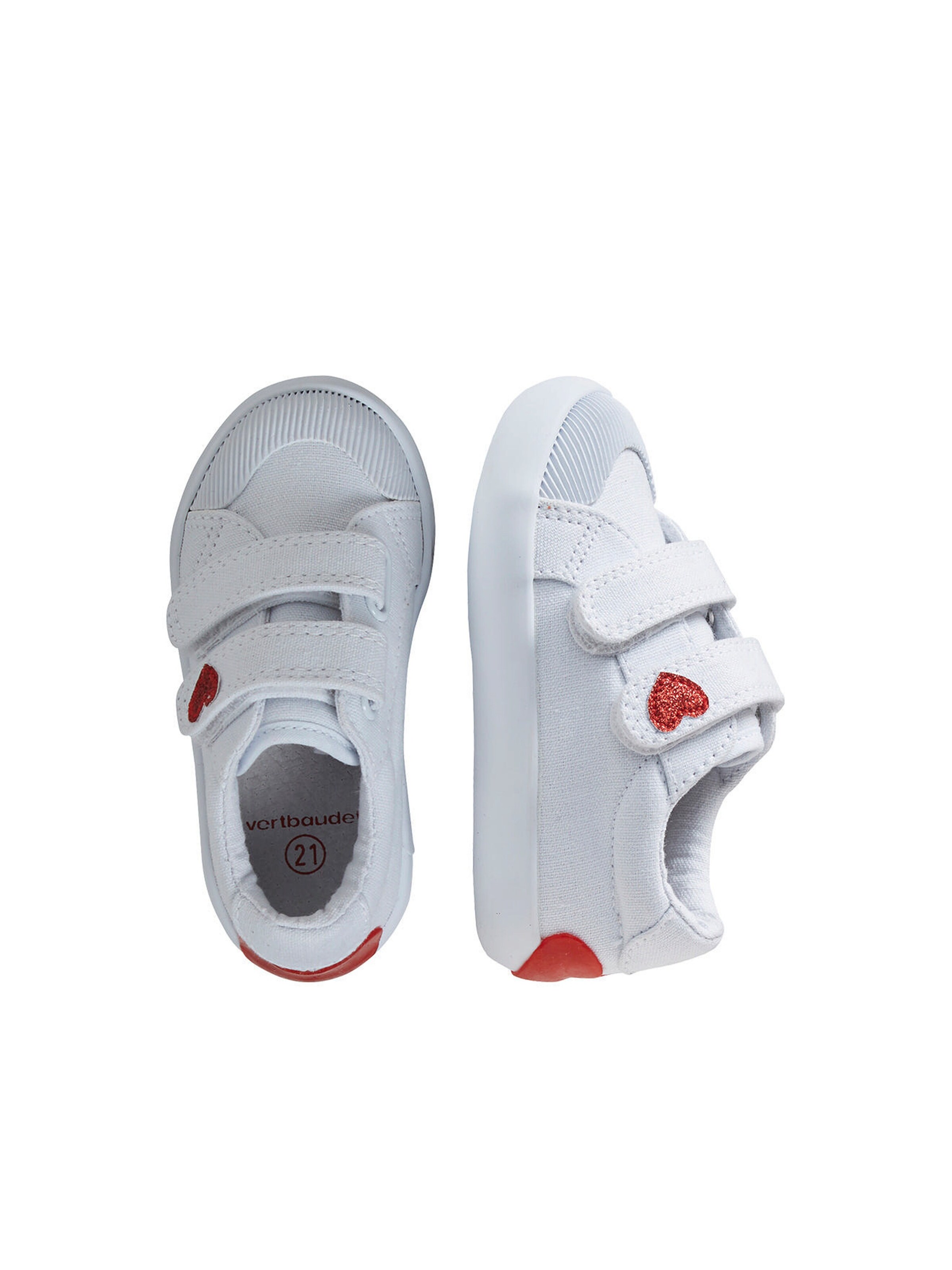 Vertbaudet Mädchen Baby Stoffschuhe, Klett weiß