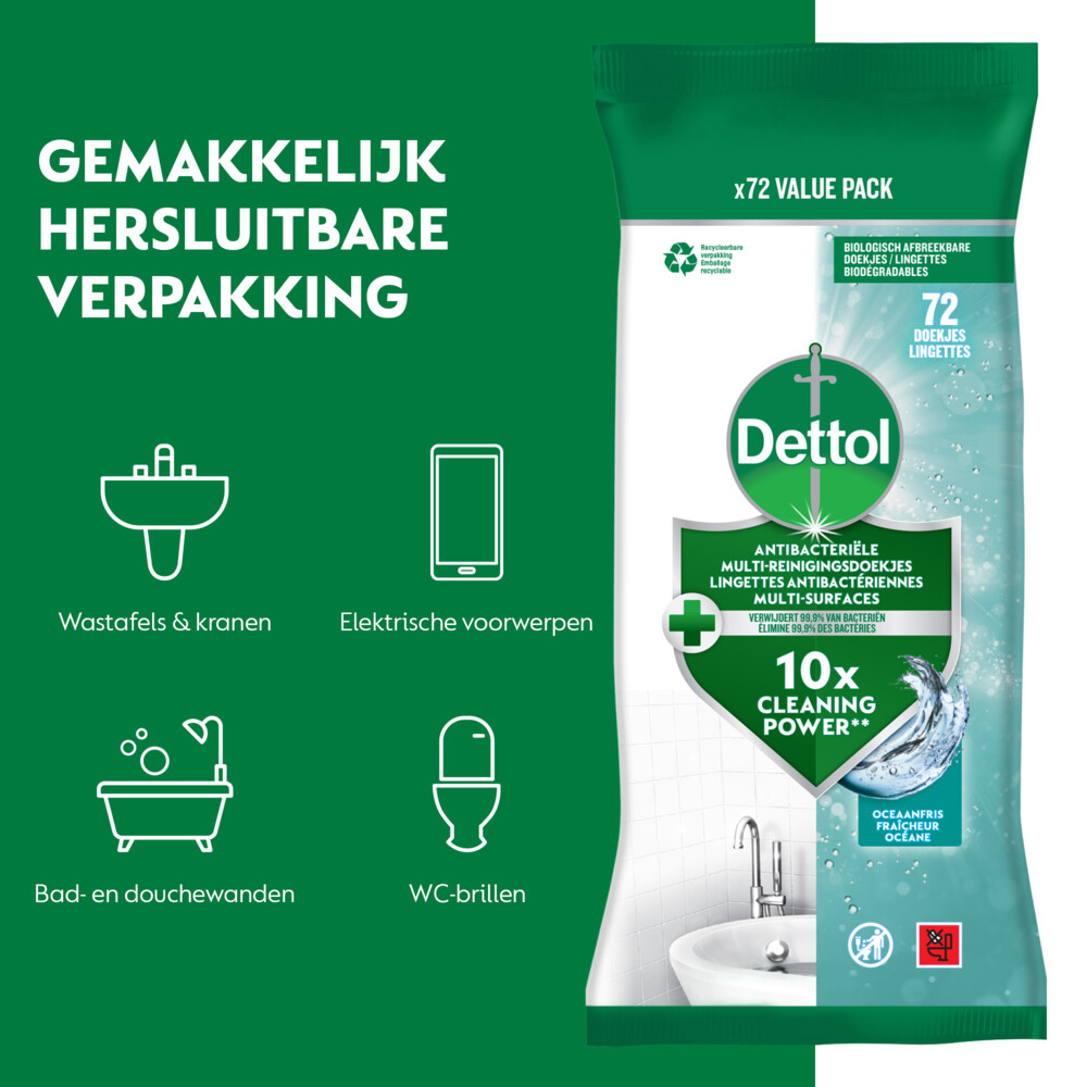 Dettol Antibacteriële Reinigingsdoekjes Oceaanfris72 stuks