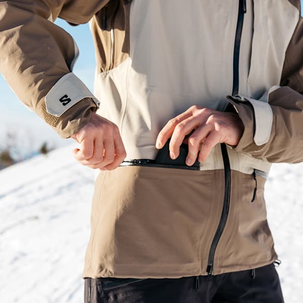 Veste de ski SALOMON ABSOLUTE 3L JKT WHITE PEPPER/SHITAKE