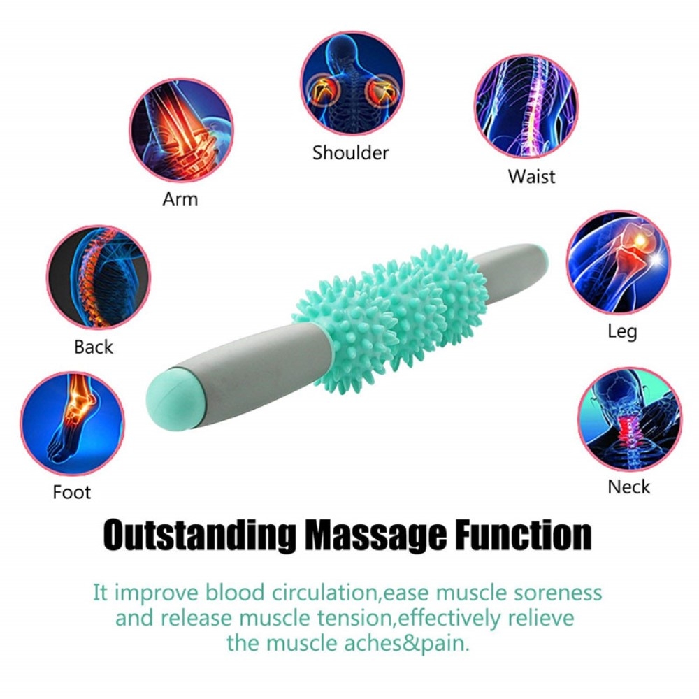 (53cm) Multifunktionale Faszienrolle Massage Stab Roller für Nacken Schulter Rücken Bein - Schwarz