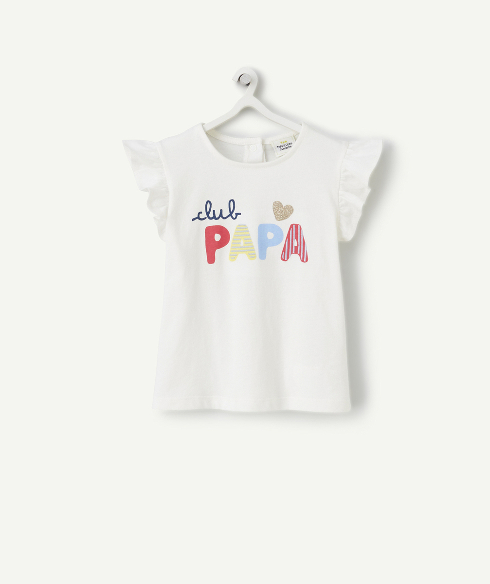 t-shirt bébé fille en coton bio blanc message club papa