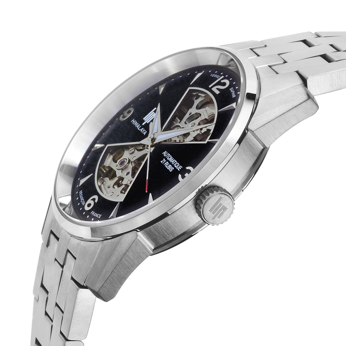 Montre LIP homme automatique, bracelet métal argent