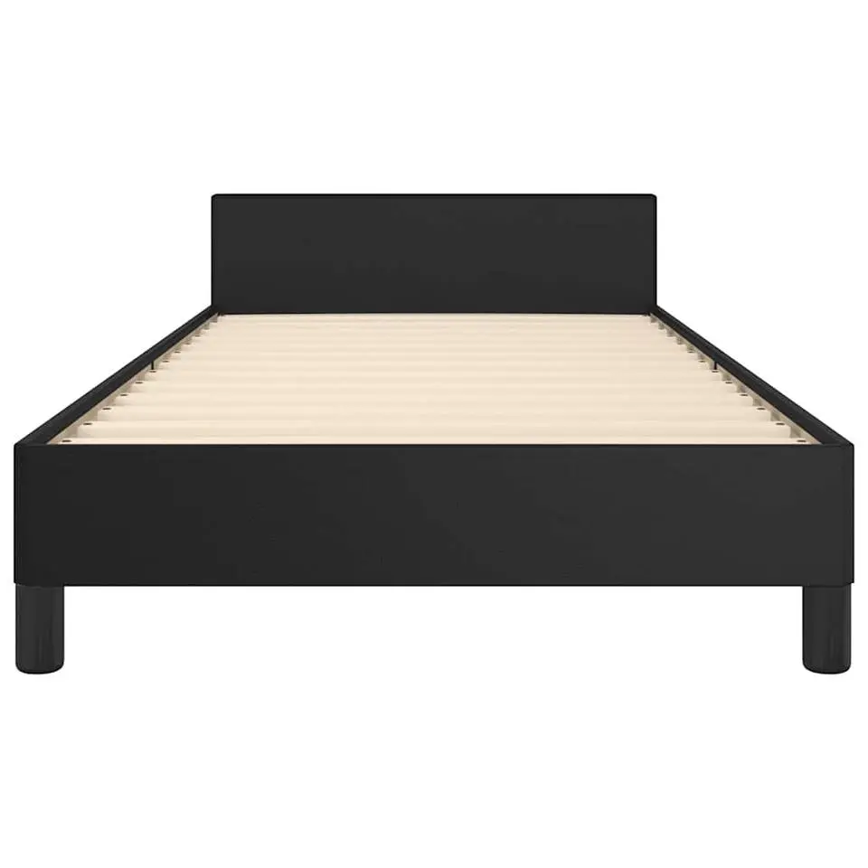 vidaXL - Bed frame met hoofdeinde zonder matras - zwart - Kunstleer - 90x200 cm