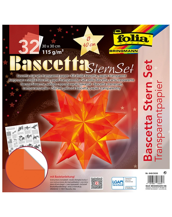 Bastel-Set BASCETTA-STERN (40cm) 32-teilig in orange