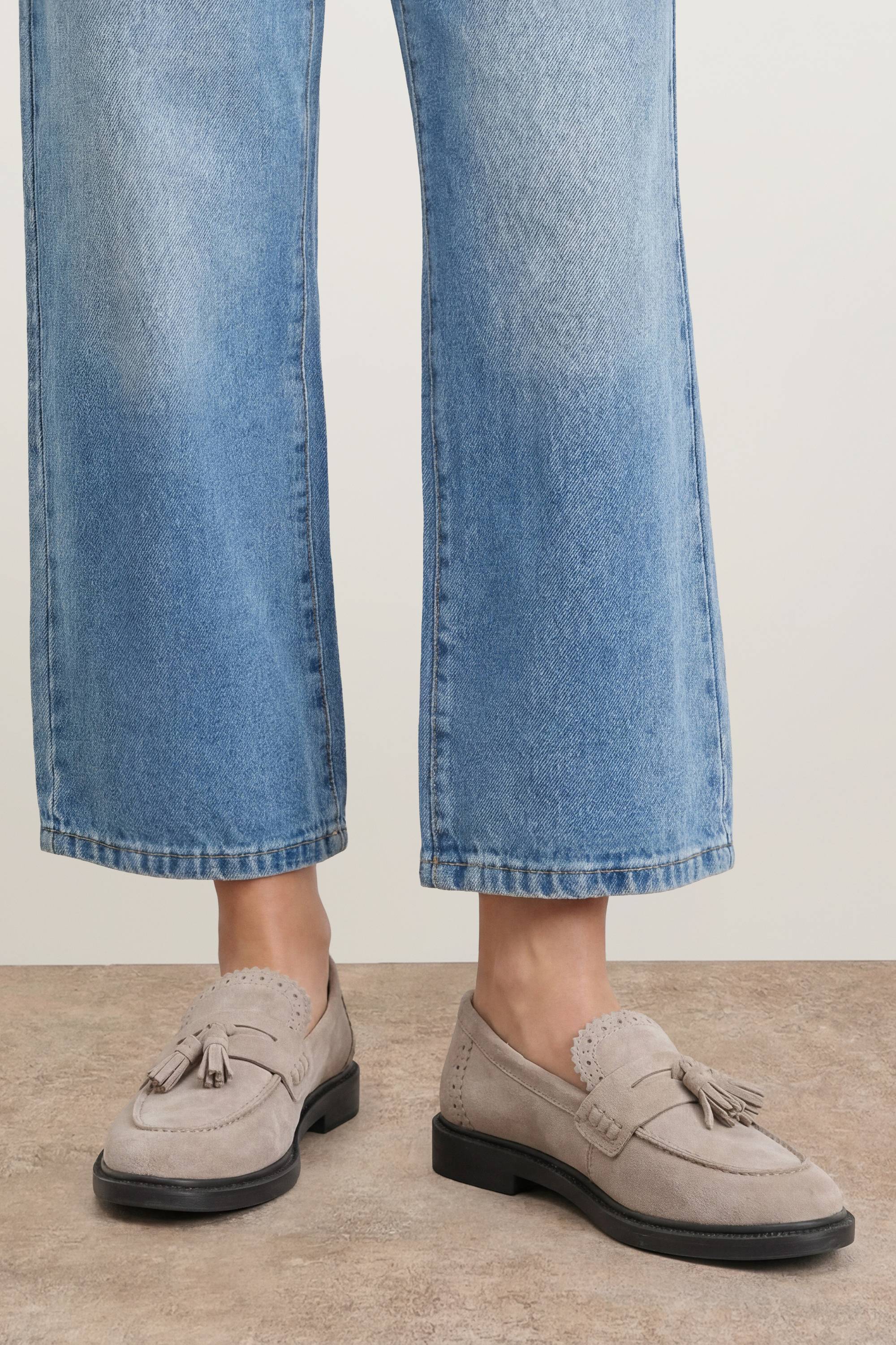 Oasis Mocassins à Pompons Bunny en Daim avec Détails Richelieu