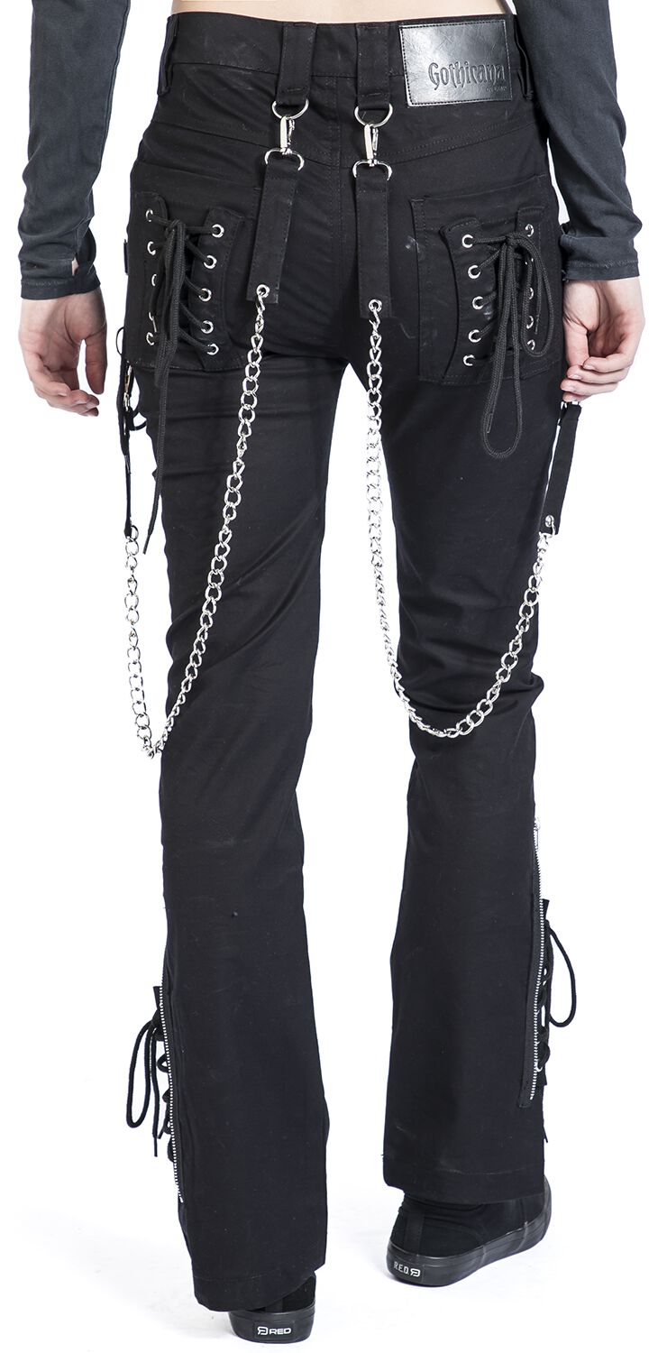 Grace - Pantalon avec crânes & laçages | Gothicana by EMP Pantalon en toile