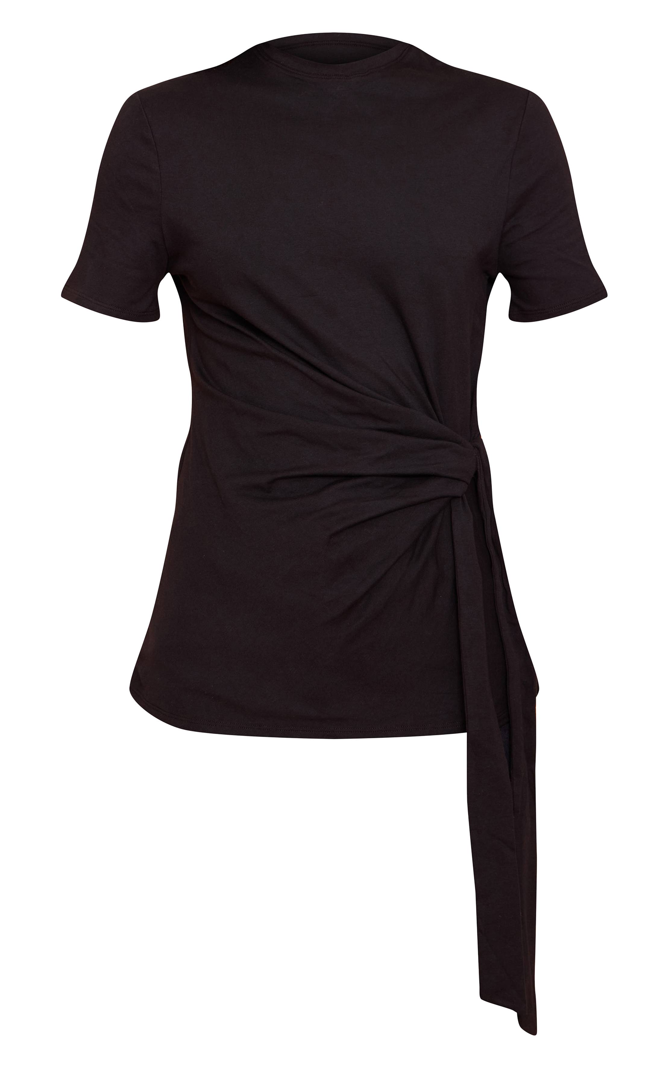 Noir T-shirt Oversize Grande Taille En Coton Avec Détail Noué