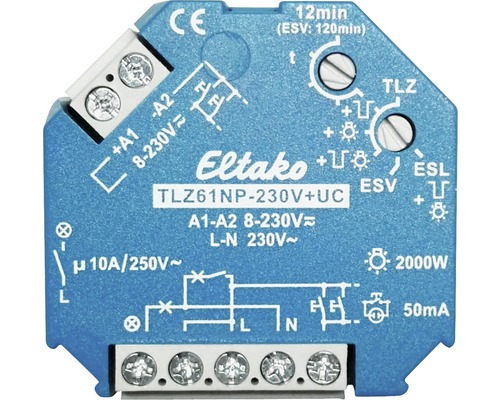 Eltako trappenhuisverlichting tijdschakelaar TLZ61NP-230V+UC 10A/250V 1 maakcontact