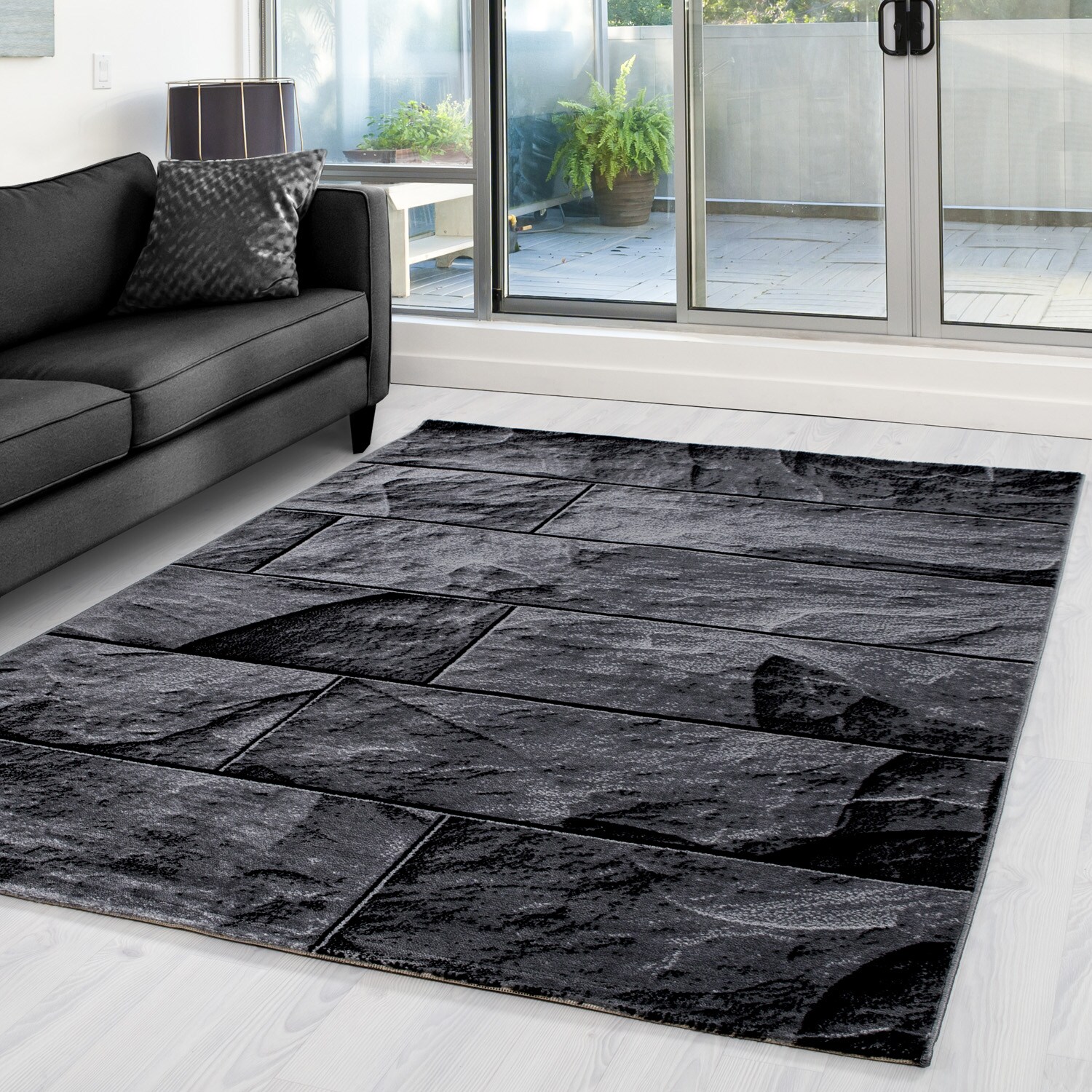 Wunderschöne Teppich modern Designer Wohnzimmer Kariert, Mauer muster Schwarz