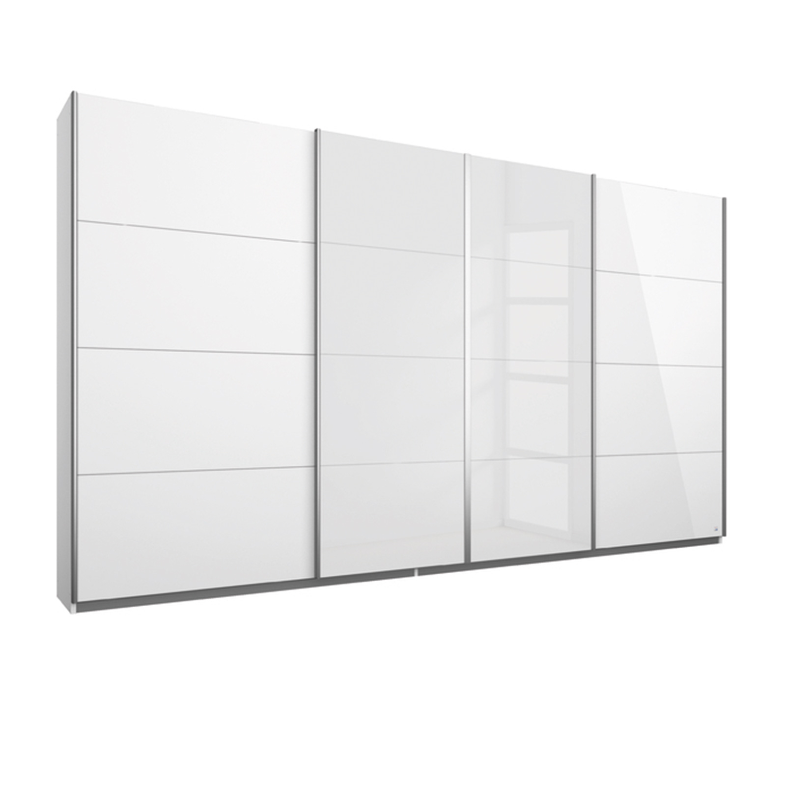 Schwebetürenschrank - weiß Hochglanz - 4-türig - 315 cm