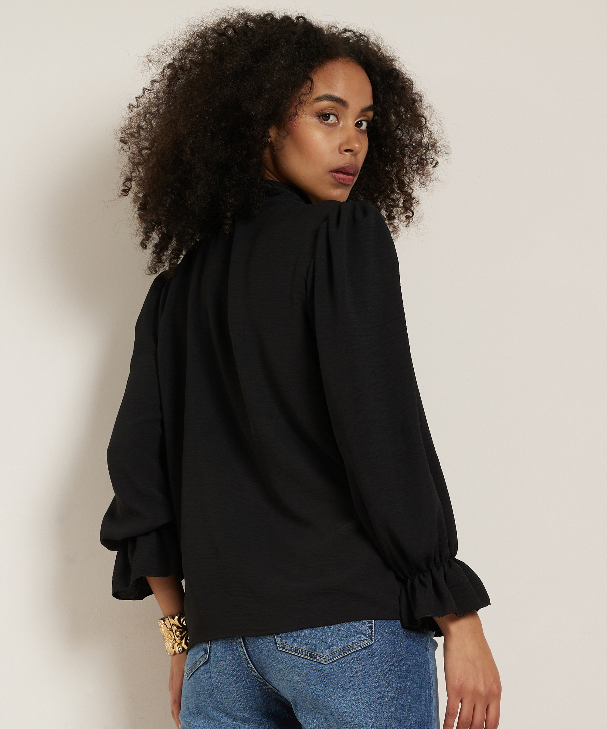 uni blouse met sjaalkraag