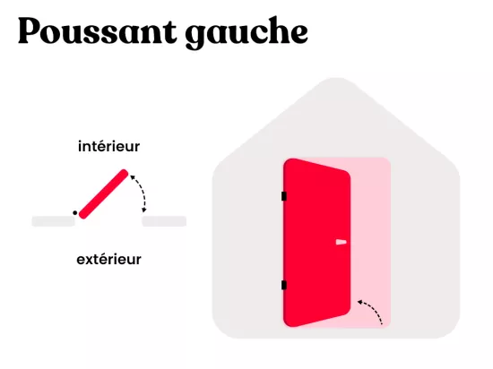 Porte d'entrée pleine en acier H207 x L100 cm - Noir avec rayures effet chêne - poussant gauche - COBRITA