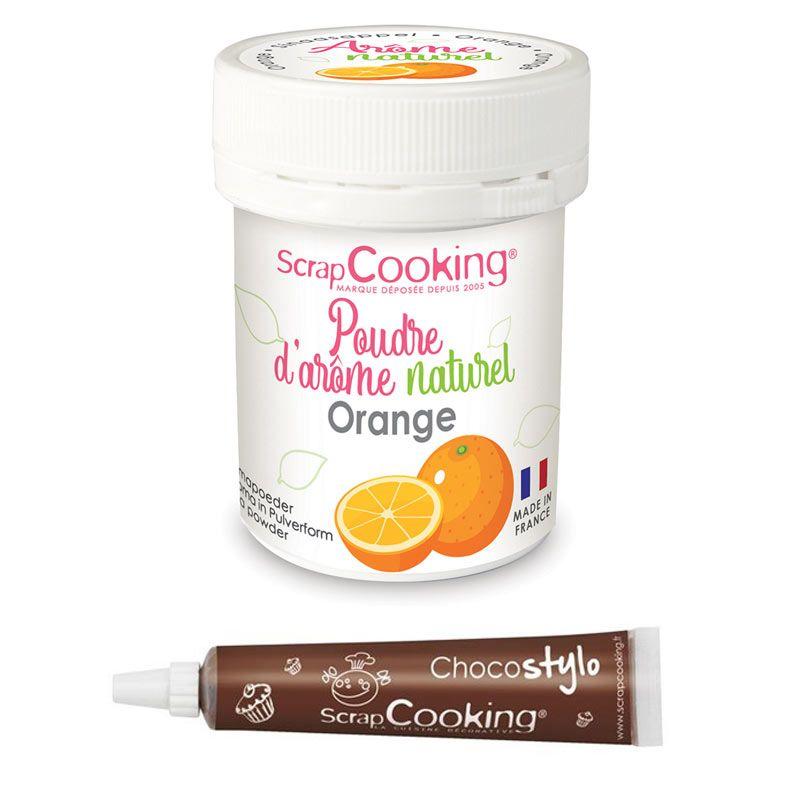 Arôme alimentaire naturel en poudre orange + Stylo chocolat Scrapcooki