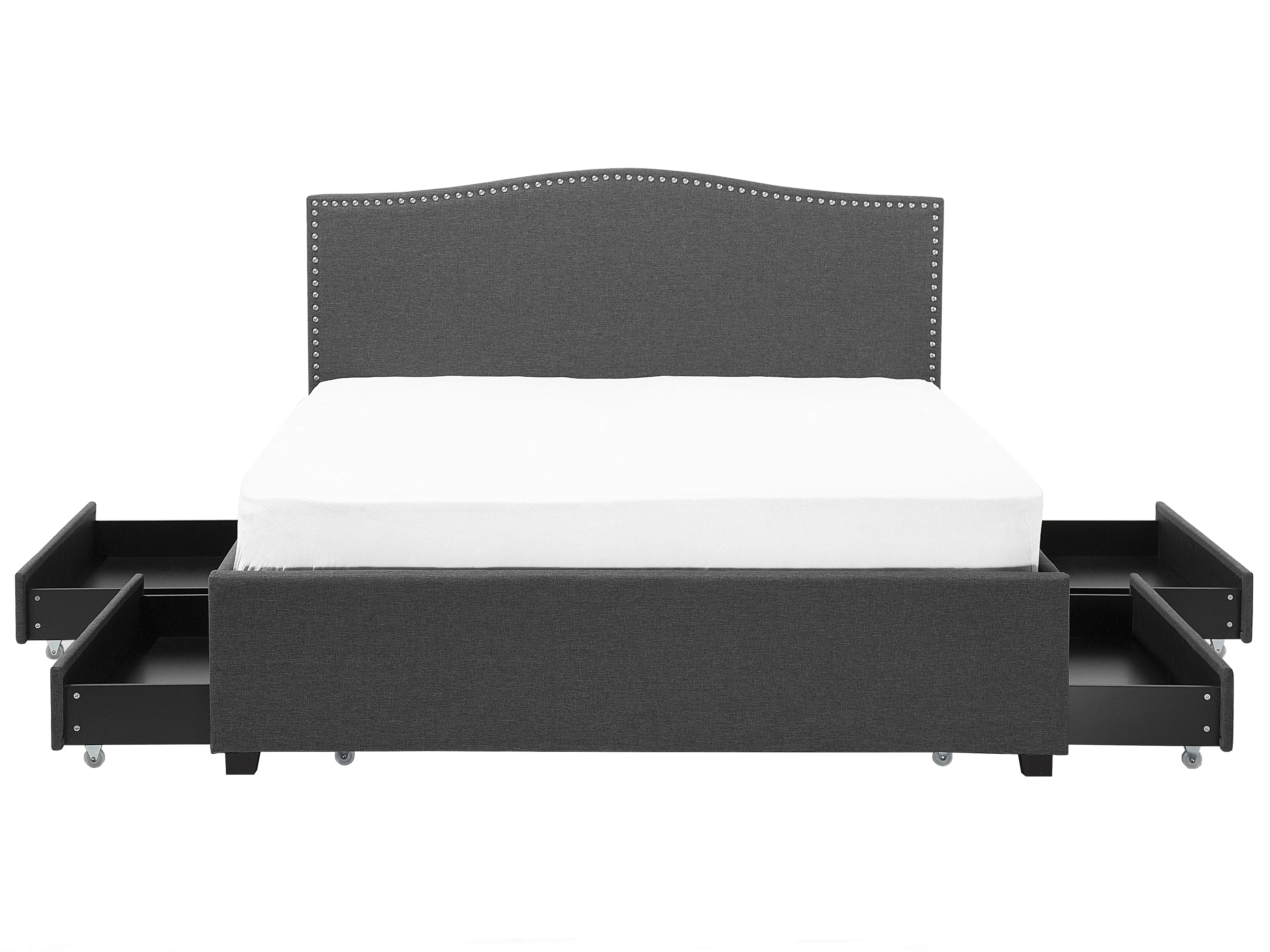 Bed met opbergladen Stof MONTPELLIER 180 x 200 cm LED Donkergrijs