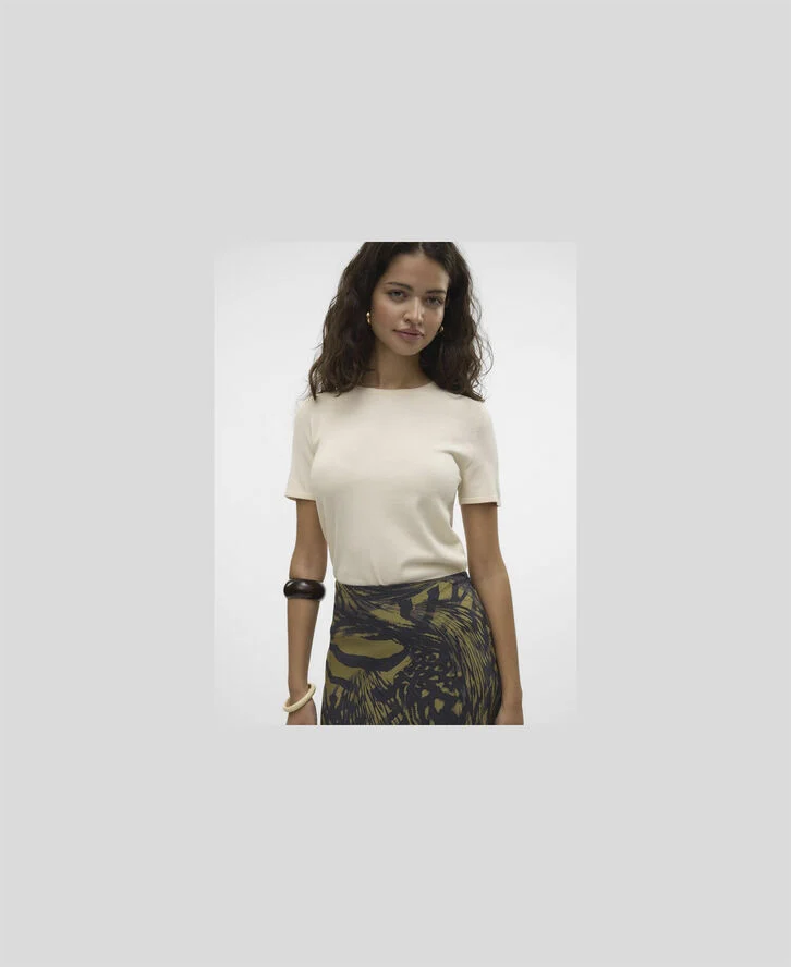 Vero Moda VMOAKLYNN SS O-NECK KNIT TEE VMA Birch