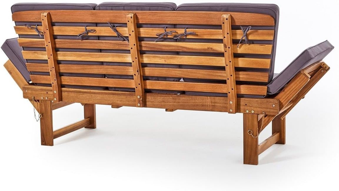 Gartenbank Monte Akazienholz - Stilvolle & Wetterfeste Sitzbank Outdoor mit Tisch - Komfortable Holzbank für Garten oder Terrasse - Gartenbank Holz mit Auflage - Gartenmöbel - Garden Bench