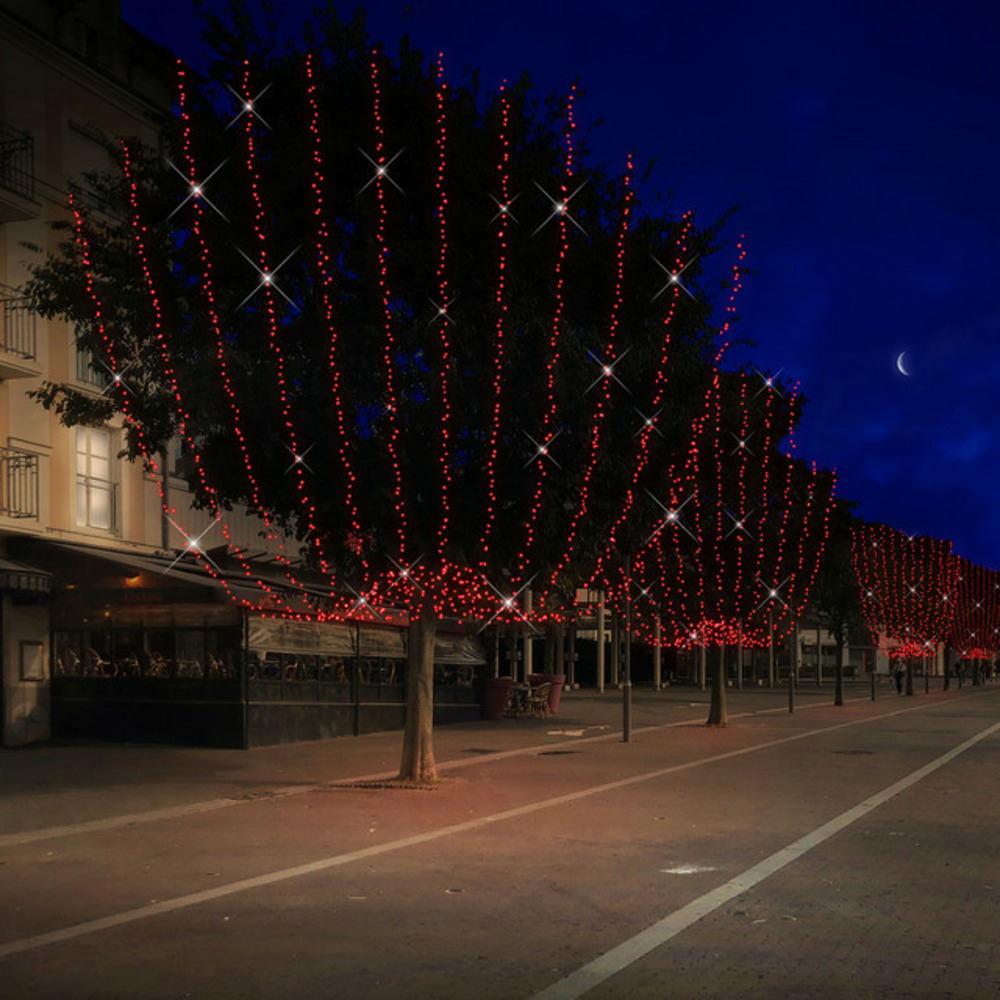 Guirlande fixe l12m 120 led rouge - prolongeable - qualité professionnelle - int/ext - chromex