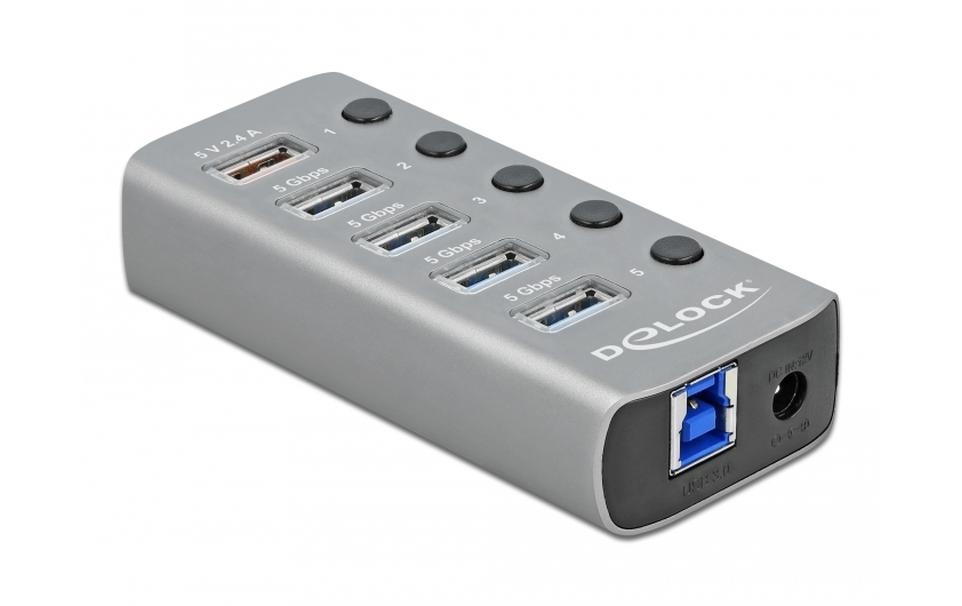USB-Hub 63262 USB 3.0 - 4x USB-A / 1x LadeanschlussUSB-Hub mit einzeln aktivierbaren Anschlüssen