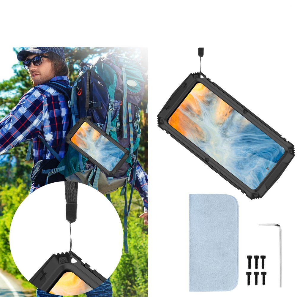 Samsung Galaxy S21 FE 5G Spritzwasserfeste Hybrid Silikon Metall Outdoor Case Hülle   Panzerfolie - Schwarz