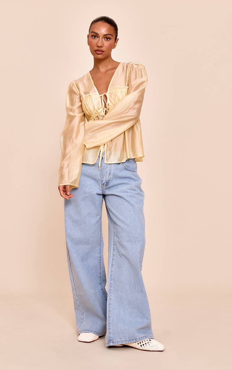 Butter Yellow Blouse En Mousseline À Nœud Devant Et Détails Froncés