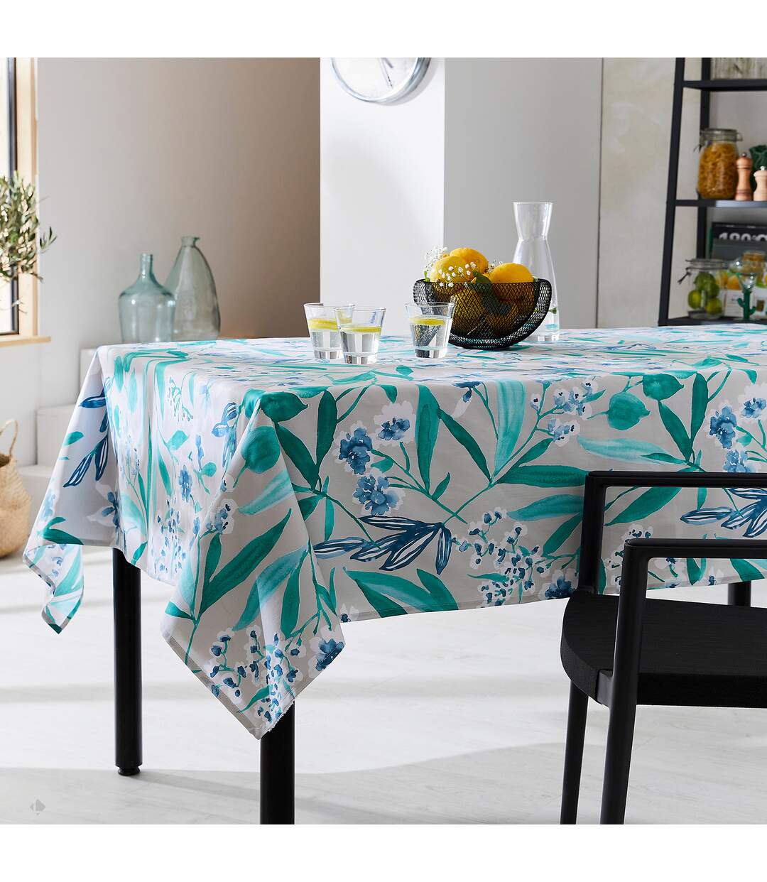 Nappe rectangle 160x350 cm ANITA vert emeraude coton +