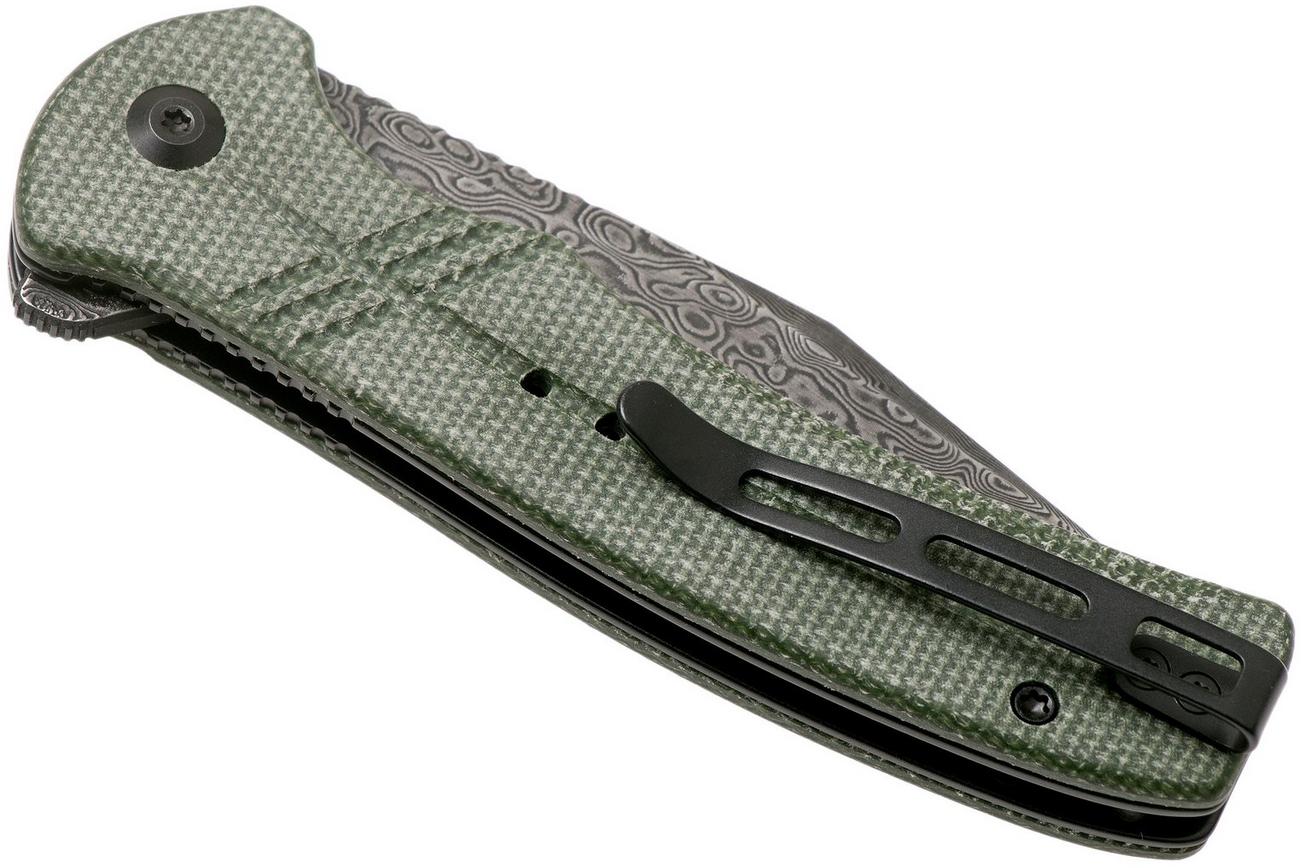 Civivi Cogent C20038D-DS1 Damascus Plain Edge, Green Micarta zakmes