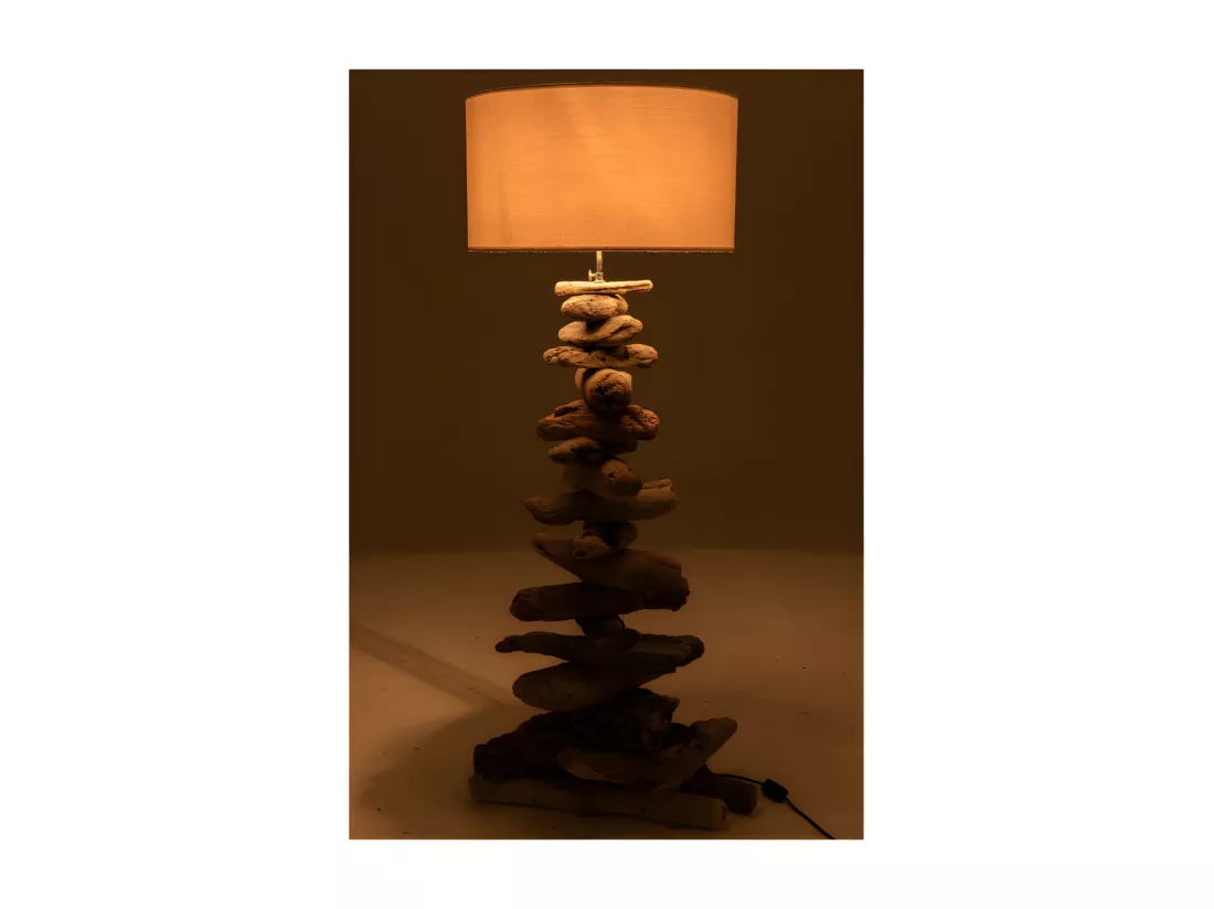 Lampe + Abat-Jour Bois Flotte Naturel/Beige Medium - L 42 x l 42 x H 90 cm