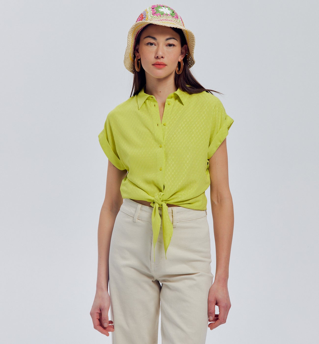 Chemise à nouer Femme - Vert fluo