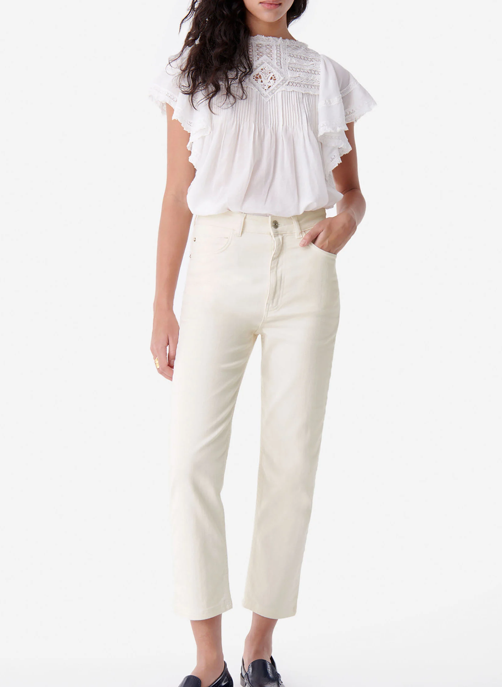 OG CROP - Jean cropped en coton mélangé | Blanc