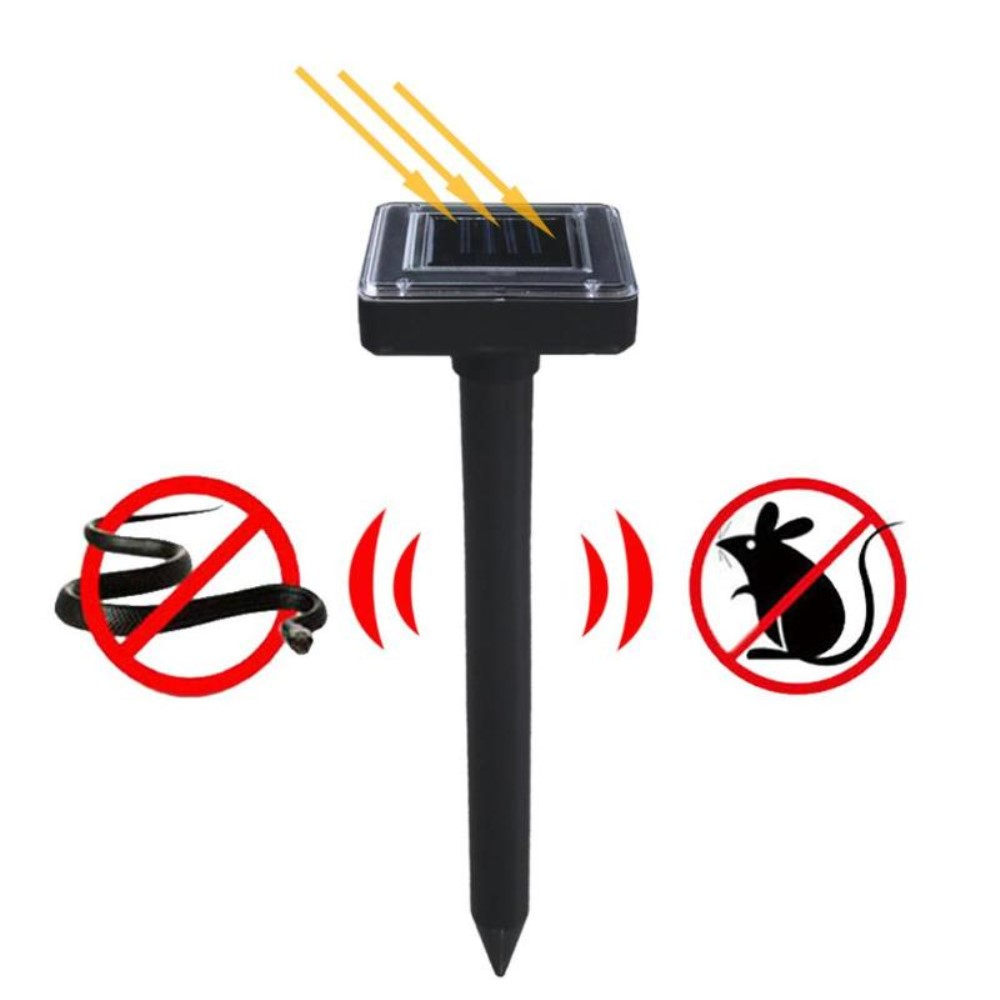 (2er Set) Ultraschall Schädlings Bekämpfer Wildtier Abwehr Infrarot Schreck (Solarbetrieben) - Schwarz