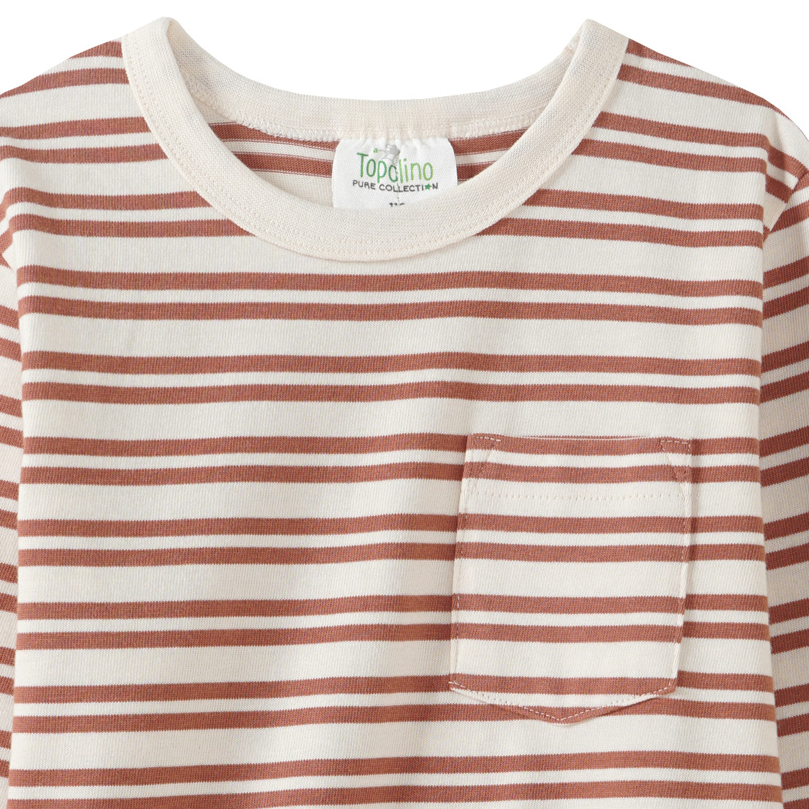 Topolino Pure Collection Jungen Langarmshirt mit Streifen rostbraun / cremeweiss