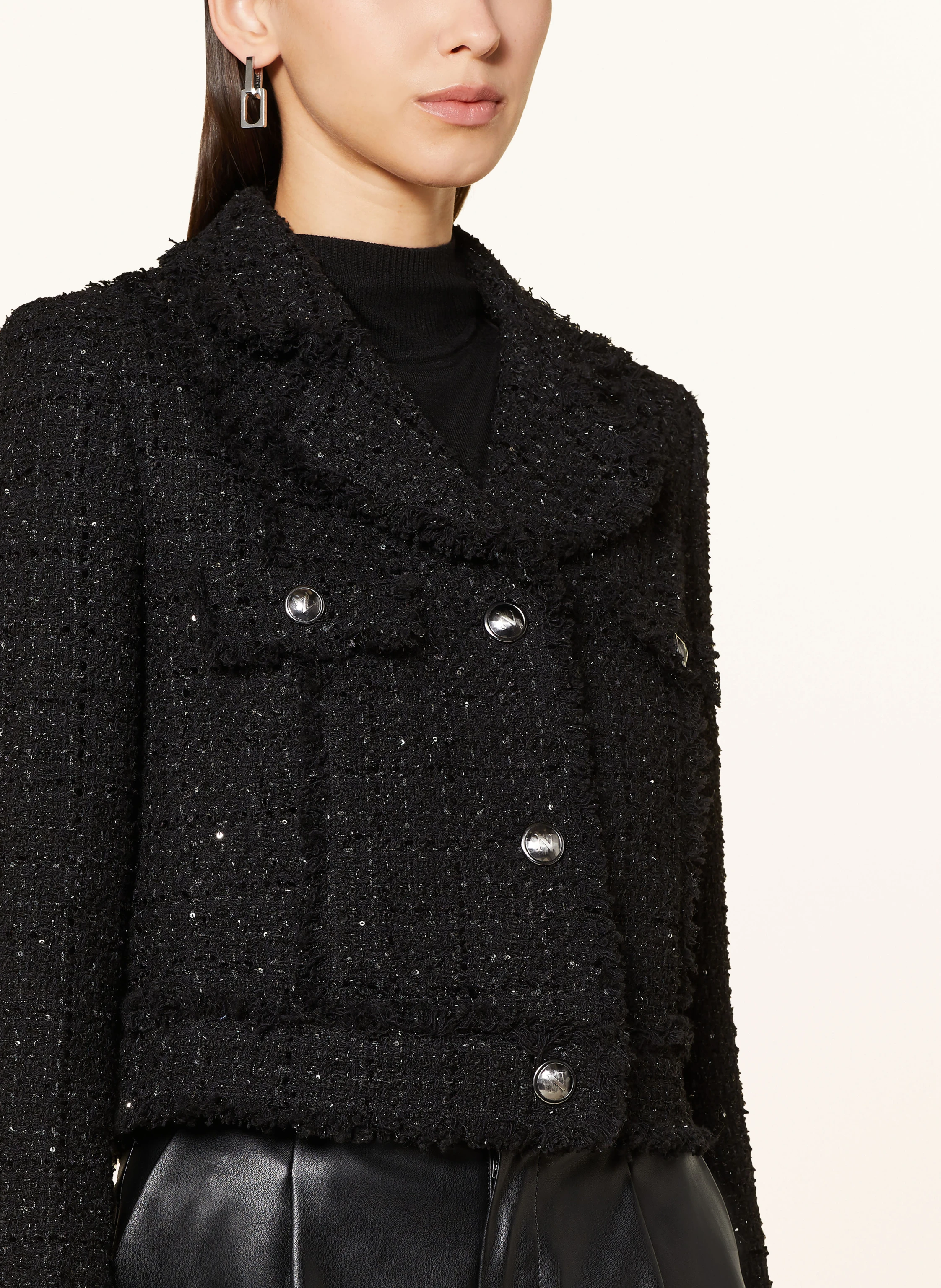 NVSCO Cropped-Blazer aus Tweed mit Glitzergarn