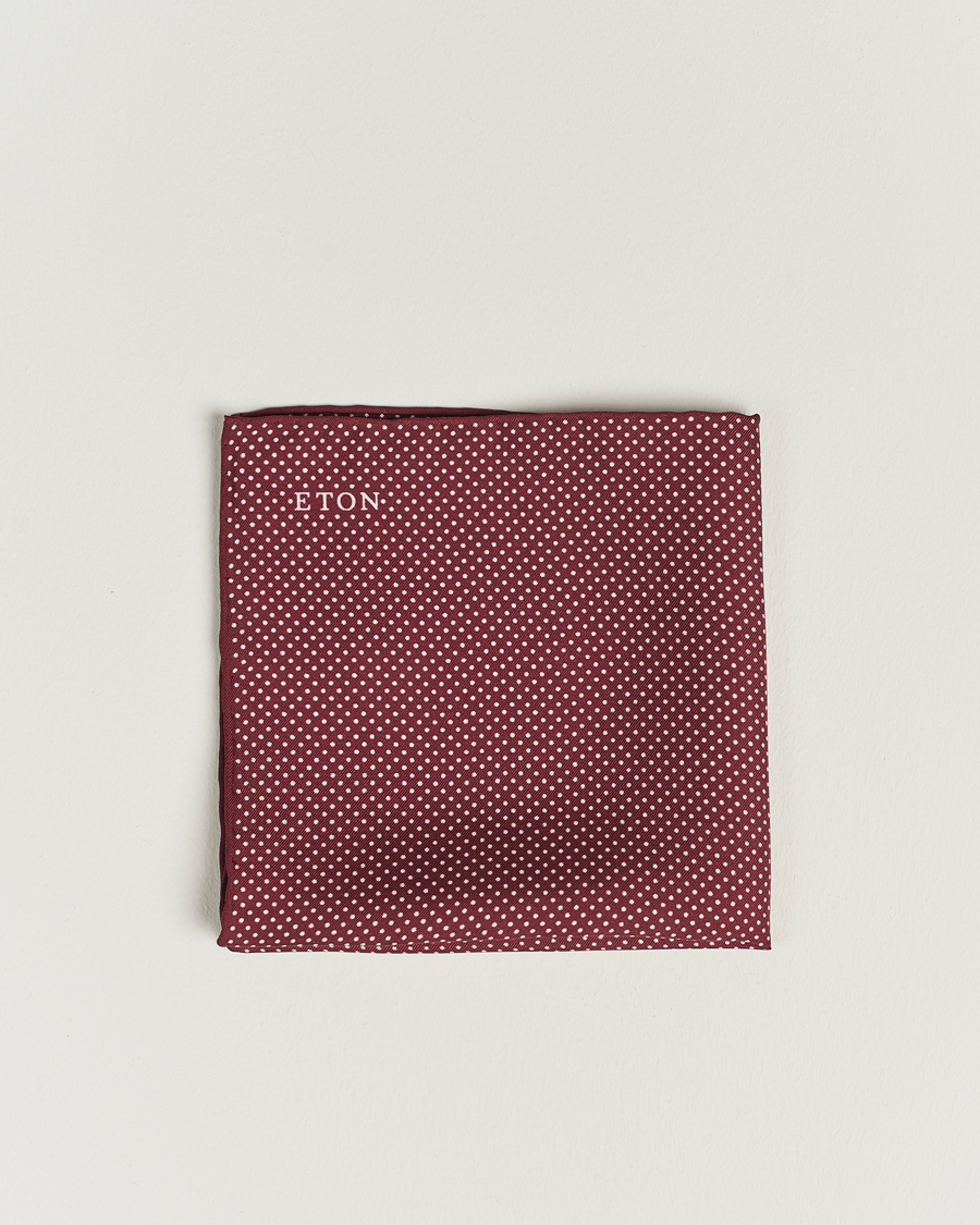 Eton Silk Polka Dot Pocket Square Wine