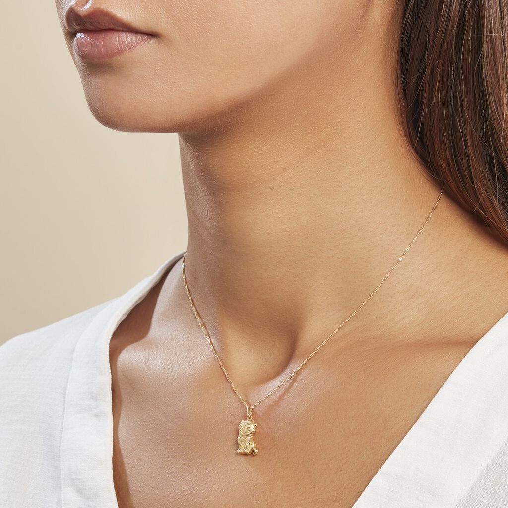Pendentif Egee Chat Or Jaune